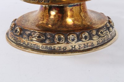 Lot 390 - Silver gilt pierced pedestal dish with floral swag decoration