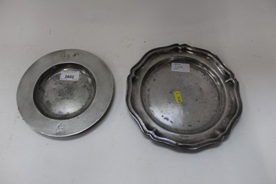 Lot 2602 - Two pewter dishes