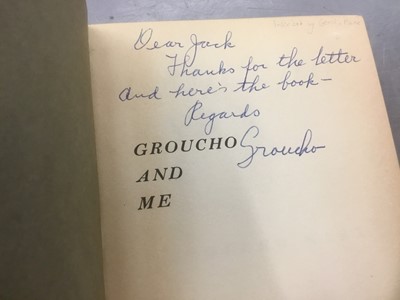 Lot 1723 - Groucho Marx - Groucho and Me, signed presentation copy from the author, first edition, first printing 1959