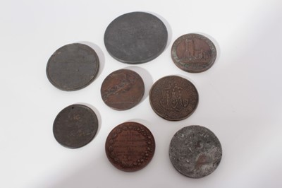 Lot 542 - European - Mixed AE Medallions to include G.B. 19th century 'Bristol and Portishead Pier and Railway Company' Lord Nelson, France -  Napoleon and others (8 medallions)