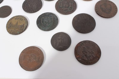 Lot 546 - G.B. - Mixed 18th and 19th century trade tokens to include Middlesex political series 'Slave' half penny AU with lustre (Ref: D & H 1037) 'Sims' half penny AEF (Ref: D & H 478a), Birmingham 'Workho...