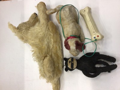Lot 1806 - Felix the Cat toy, two 1950's teddies, dog pyjama case and a battery operated dog.