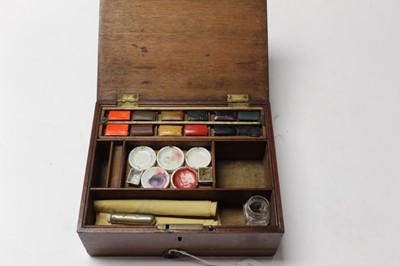 Lot 2591 - Antique mahogany artist's box and contents, 23cm across