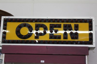 Lot 2605 - Vintage illuminated shop open sign in metal case, 108.5cm in length