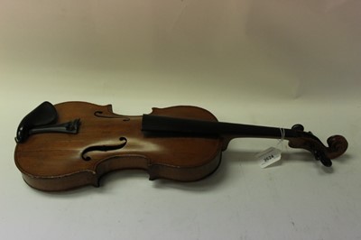 Lot 2624 - Violin with label for Edward Withers, circa 1900, single piece back measuring 36.5cm long including nose