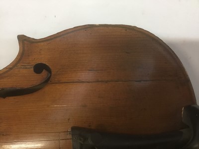 Lot 2624 - Violin with label for Edward Withers, circa 1900, single piece back measuring 36.5cm long including nose