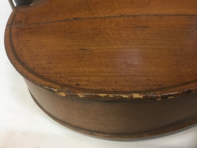 Lot 2624 - Violin with label for Edward Withers, circa 1900, single piece back measuring 36.5cm long including nose