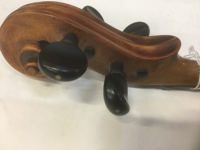 Lot 2624 - Violin with label for Edward Withers, circa 1900, single piece back measuring 36.5cm long including nose