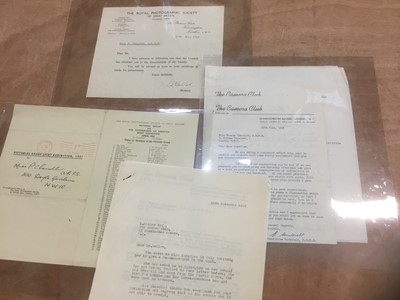 Lot 1553 - Pamela Chandler (1928-1993) material relating to Dudley Johnston M.B.E. President of the Royal Photographic Society, including negatives (crazed) approximately 10 period 5 x 4 photographs, letters...