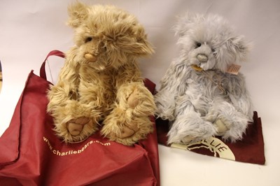 Lot 1832 - Charlie Bears Little Gem CB125089, Diamond CB125088 and Treasure CB125090 with tags in Charlie Bear carry bag and one other bag.