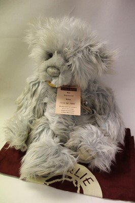 Lot 1832 - Charlie Bears Little Gem CB125089, Diamond CB125088 and Treasure CB125090 with tags in Charlie Bear carry bag and one other bag.