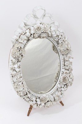 Lot 175 - Late 19th century Meissen porcelain framed easel mirror/dressing table mirror