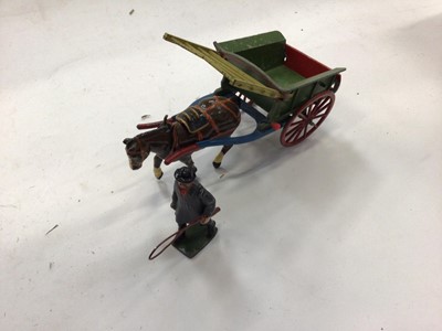Lot 1823 - Britains horse drawn cart, lead farmyard, figures and animals plus a selection of plastic zoo animals.