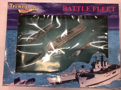 Lot 1828 - Triang Ships Battlefleet set boxed plus others.