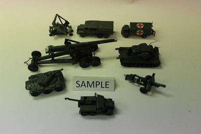 Lot 1864 - Diecast unboxed selection of military vehicles, various manufacturers including Dinky, Britains, Corgi etc.