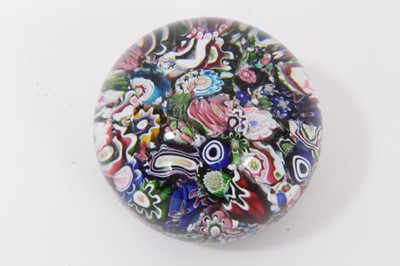 Lot 303 - Clichy scrambled glass paperweight, circa 1850, with fragments of the Clichy rose, 70mm diameter