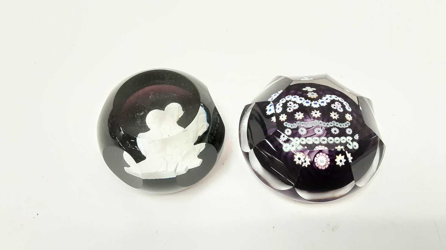 Lot 1128 - Two commemorative glass paperweights, including one Caithness commemorating the engagement of Charles and Diana, and another Perthshire paperweight commemorating fifty years reign of Elizabeth II