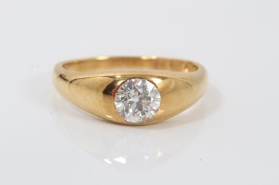 Lot 636 - Edwardian diamond Gypsy ring, old cut diamond approx 0.6ct