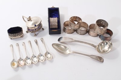 Lot 353 - Selection of miscellaneous silver including cruets, napkin rings, cutlery