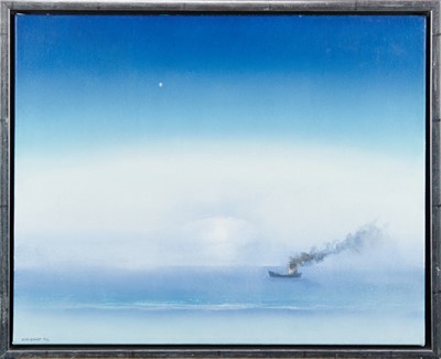 Lot 1024 - *Keith Grant (b.1930) oil on canvas - The Burning Ship, Dawn