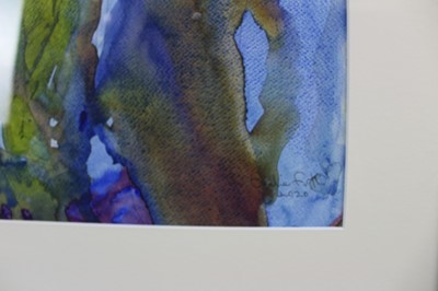 Lot 171 - Annelise Firth watercolour - abstract, signed and dated 2020, 49.5cm x 61cm, in glazed frame
