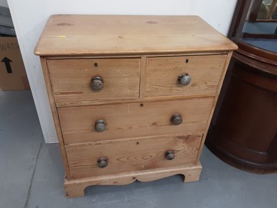 Lot 850 - Pine Chest of drawers and small oak stool