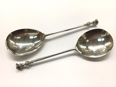 Lot 659 - Pair of silver seal top spoons by Mappin & Webb