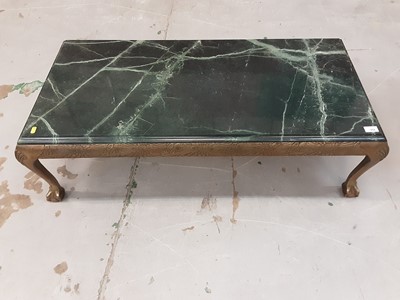 Lot 852 - Green marble top brass base coffee table