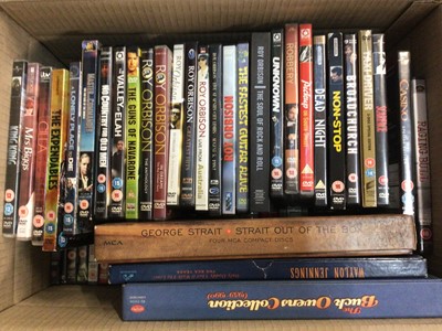 Lot 500 - 12 boxes of DVDs including boxed sets, Eternally Elvis, Poirot collection etc