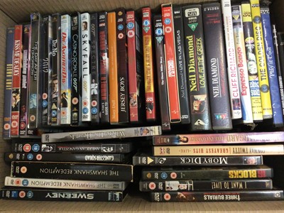 Lot 500 - 12 boxes of DVDs including boxed sets, Eternally Elvis, Poirot collection etc