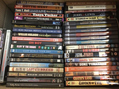 Lot 500 - 12 boxes of DVDs including boxed sets, Eternally Elvis, Poirot collection etc