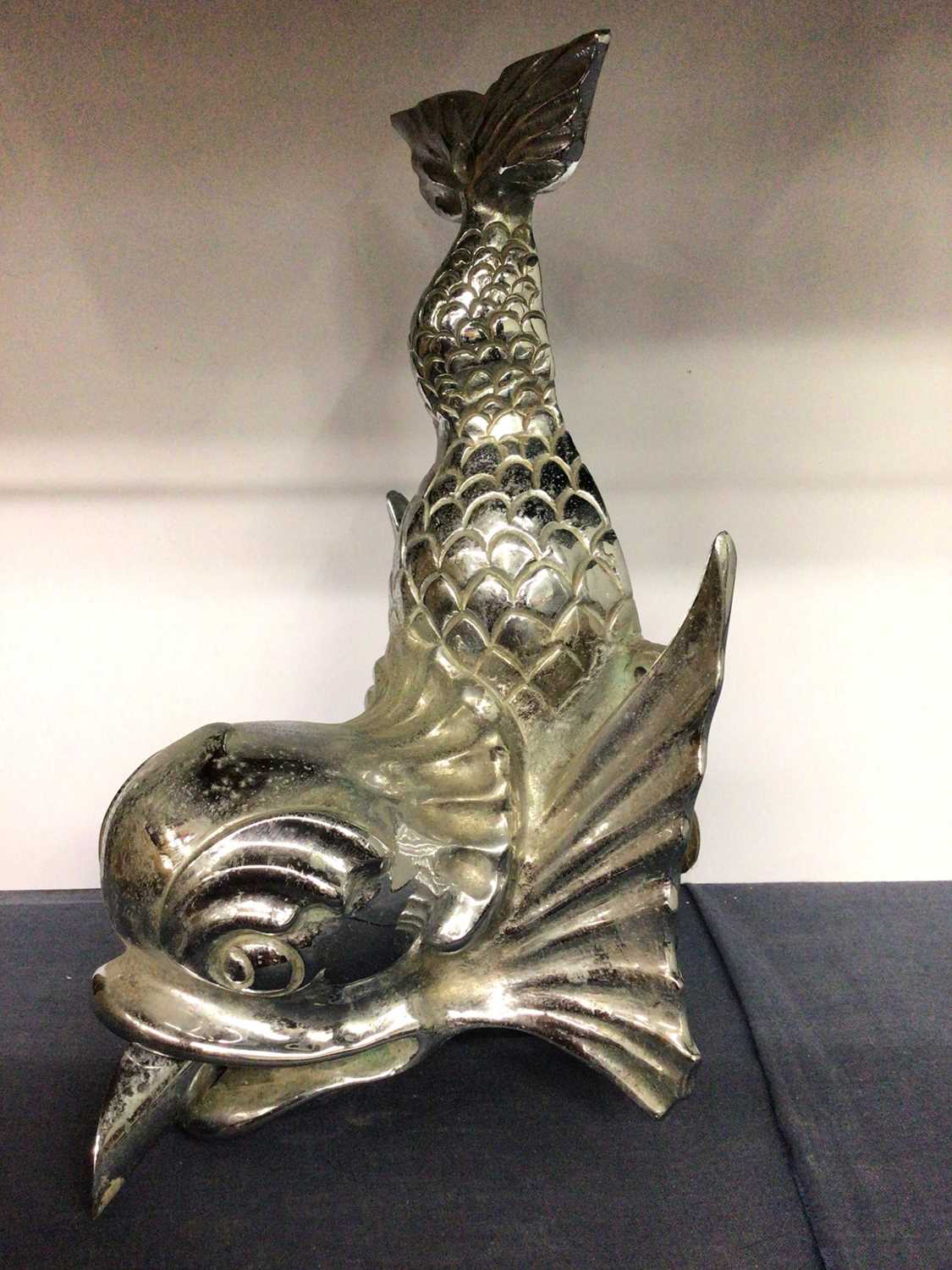 Lot 436 - Chrome classical dolphin wall mounted water spout feature