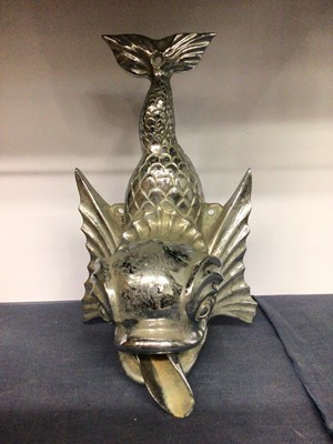 Lot 436 - Chrome classical dolphin wall mounted water spout feature