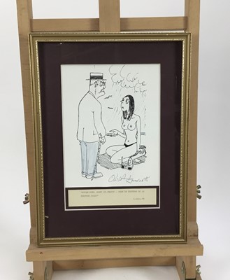 Lot 5 - Osbert Lancaster (1908-1986) pen and crayon cartoon - "Never mind about St Tropez - when in Frinton do as Frinton does!", image 16cm x 20cm, in glazed frame.