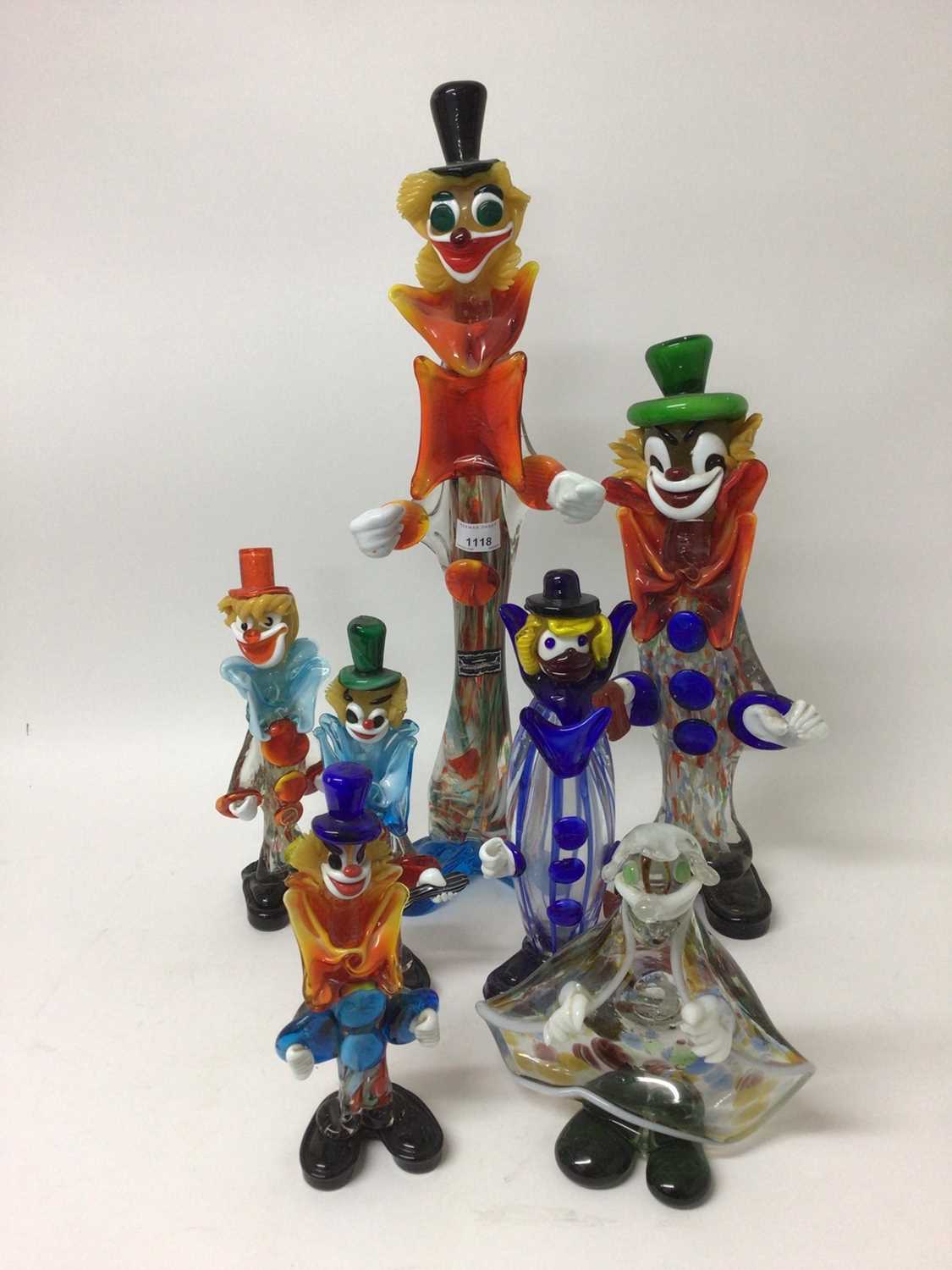 Lot 1118 - Collection of Murano glass clowns (7)