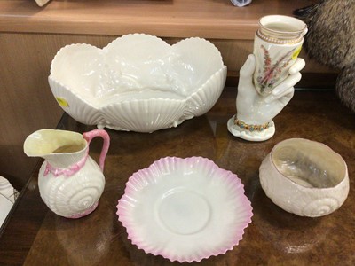 Lot 108 - Royal Worcester hand vase and lot Belleek shell china