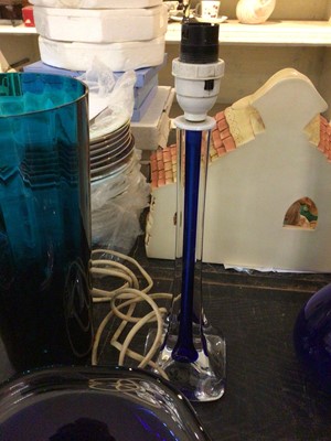 Lot 167 - Art glass table lamp and art glass ornaments
