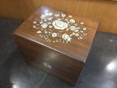 Lot 106 - Victorian mother of pearl inlaid rosewood tea caddy