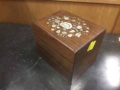Lot 106 - Victorian mother of pearl inlaid rosewood tea caddy