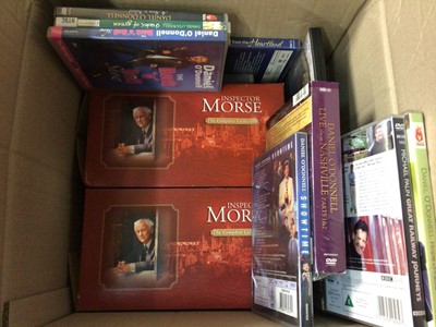 Lot 427 - 12 boxes of DVDs including TV boxed set series, James Bond films etc