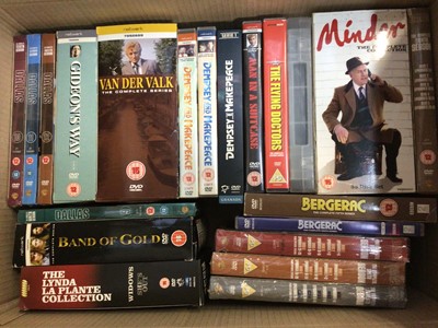 Lot 427 - 12 boxes of DVDs including TV boxed set series, James Bond films etc