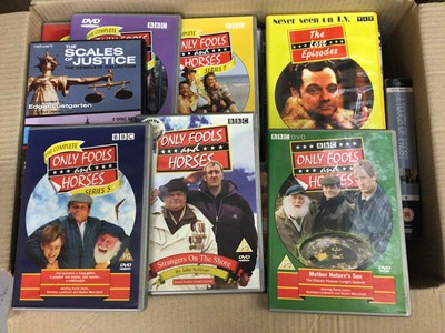 Lot 427 - 12 boxes of DVDs including TV boxed set series, James Bond films etc