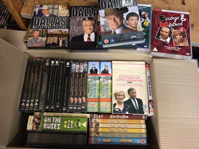 Lot 427 - 12 boxes of DVDs including TV boxed set series, James Bond films etc