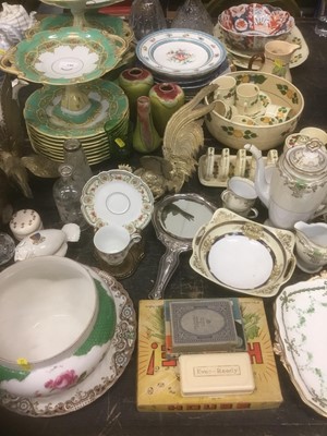 Lot 140 - Collection of assorted ceramics and glass including silver mounted decanter, Noritake and other ceramics, metalwares