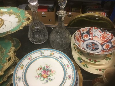 Lot 140 - Collection of assorted ceramics and glass including silver mounted decanter, Noritake and other ceramics, metalwares