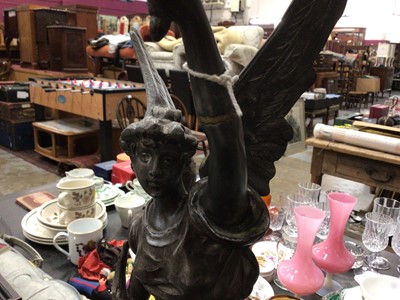 Lot 136 - Pair of Continental spelter figural lamps