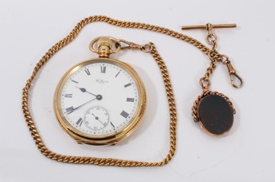 Lot 726 - 18ct gold Waltham open faced pocket watch