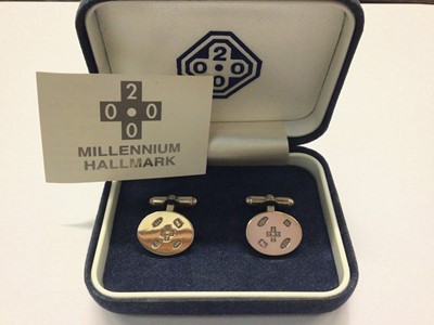 Lot 657 - Pair of Millennium Hallmark sterling silver cufflinks in case