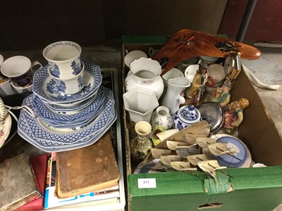 Lot 311 - Sundry china, including Royal Albert Old Country Roses telephone, Wedgwood, etc, together with silver plate, glassware, etc