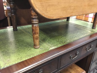 Lot 914 - Reproduction Georgian-style mahogany twin pedestal desk with nine drawers